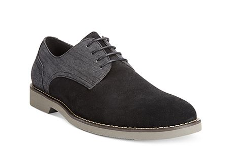 Grey and Black Leather Lace-Up Dress Shoe