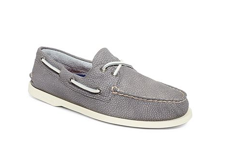 Grey and white boat shoe