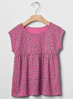 Girls Pink Cheetah Babydoll Top